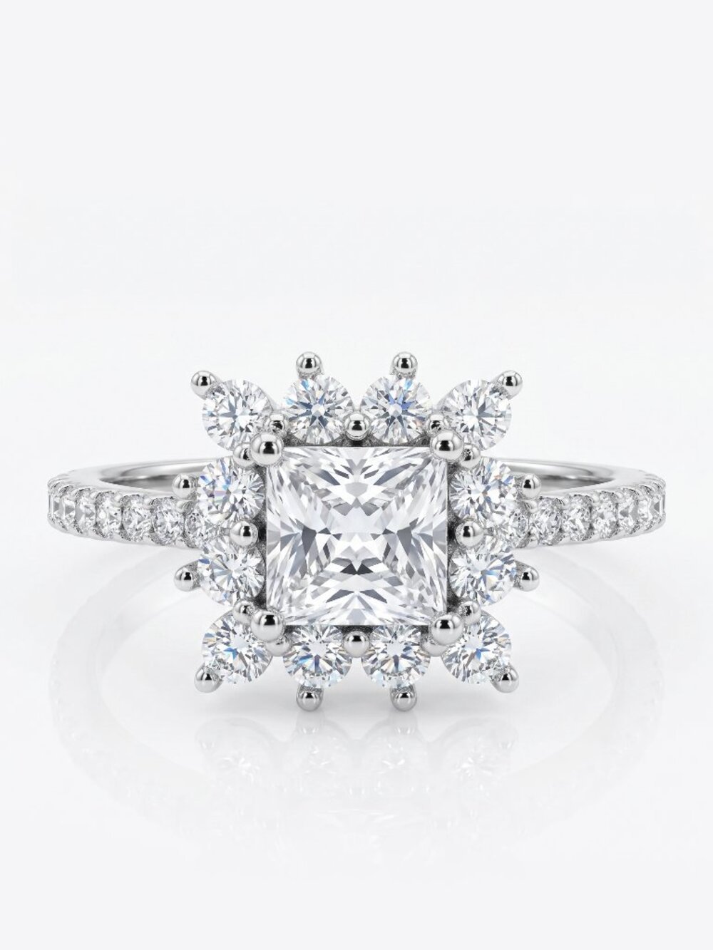 Vintage Princess Cut CZ Ring, 925 Sterling Silver, Engagement Style